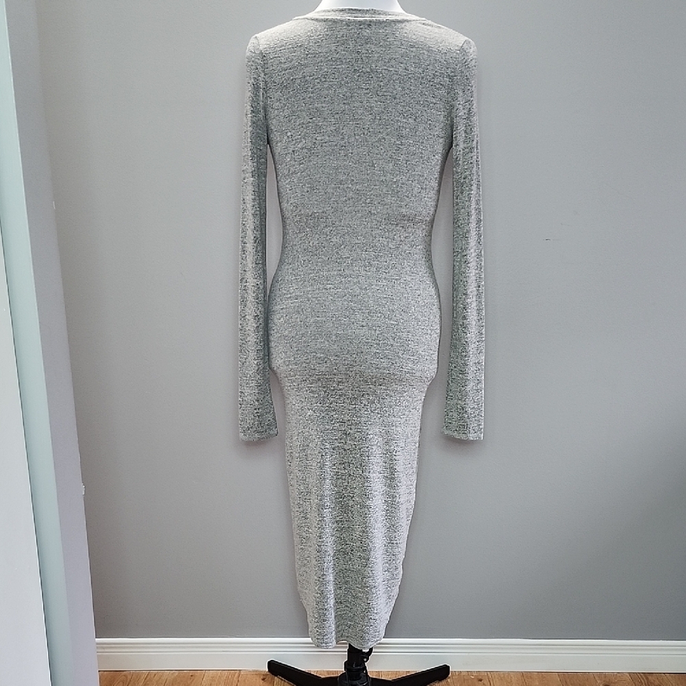 ARITZIA WILFRED FREE Gray v-neck long sleeve bodycon knit midi maxi dress - Picture 3 of 13